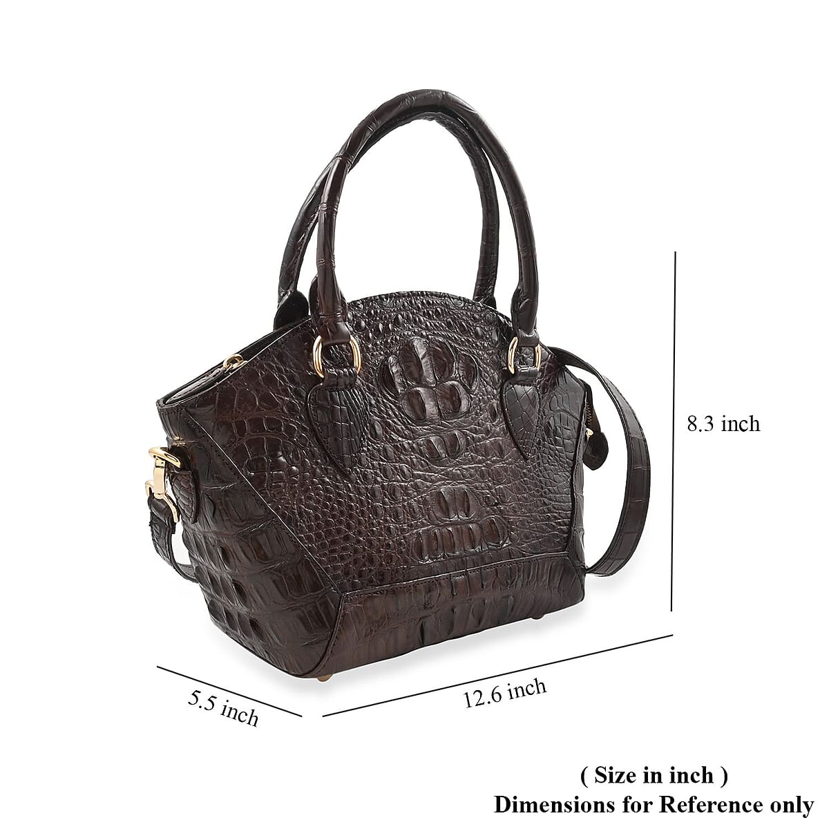 Grand Pelle Chocolate Genuine Crocodile Leather Handbag image number 6