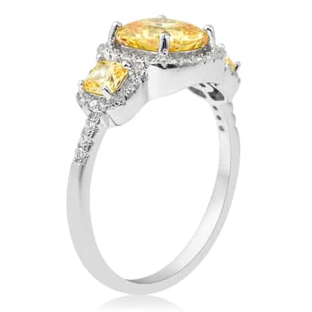 LUSTRO STELLA Finest Yellow and White CZ Ring in Sterling Silver (Size 11.0) 4.90 ctw image number 3