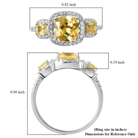 LUSTRO STELLA Finest Yellow and White CZ Ring in Sterling Silver (Size 11.0) 4.90 ctw image number 5