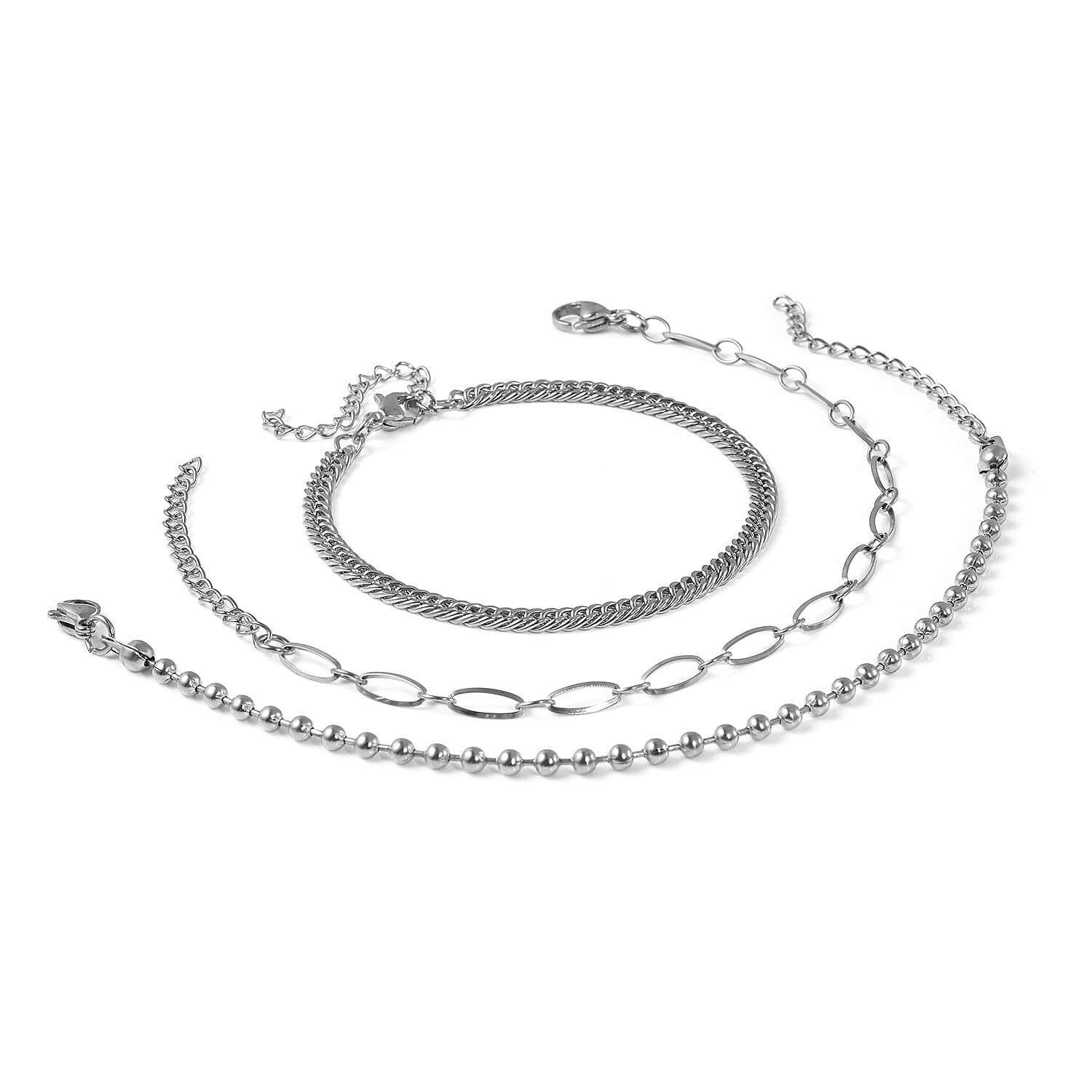 Women Set of 3 Beaded bracelet for Fashion Stainless Steel Birthday Gift Jewelry - Picture 3 of 9