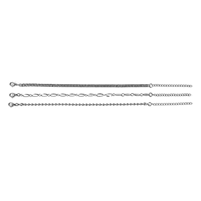 Set of 3 Beaded, Double Woven Four Sided & Paper Clip Bracelet in Stainless Steel (7-8.50 In)