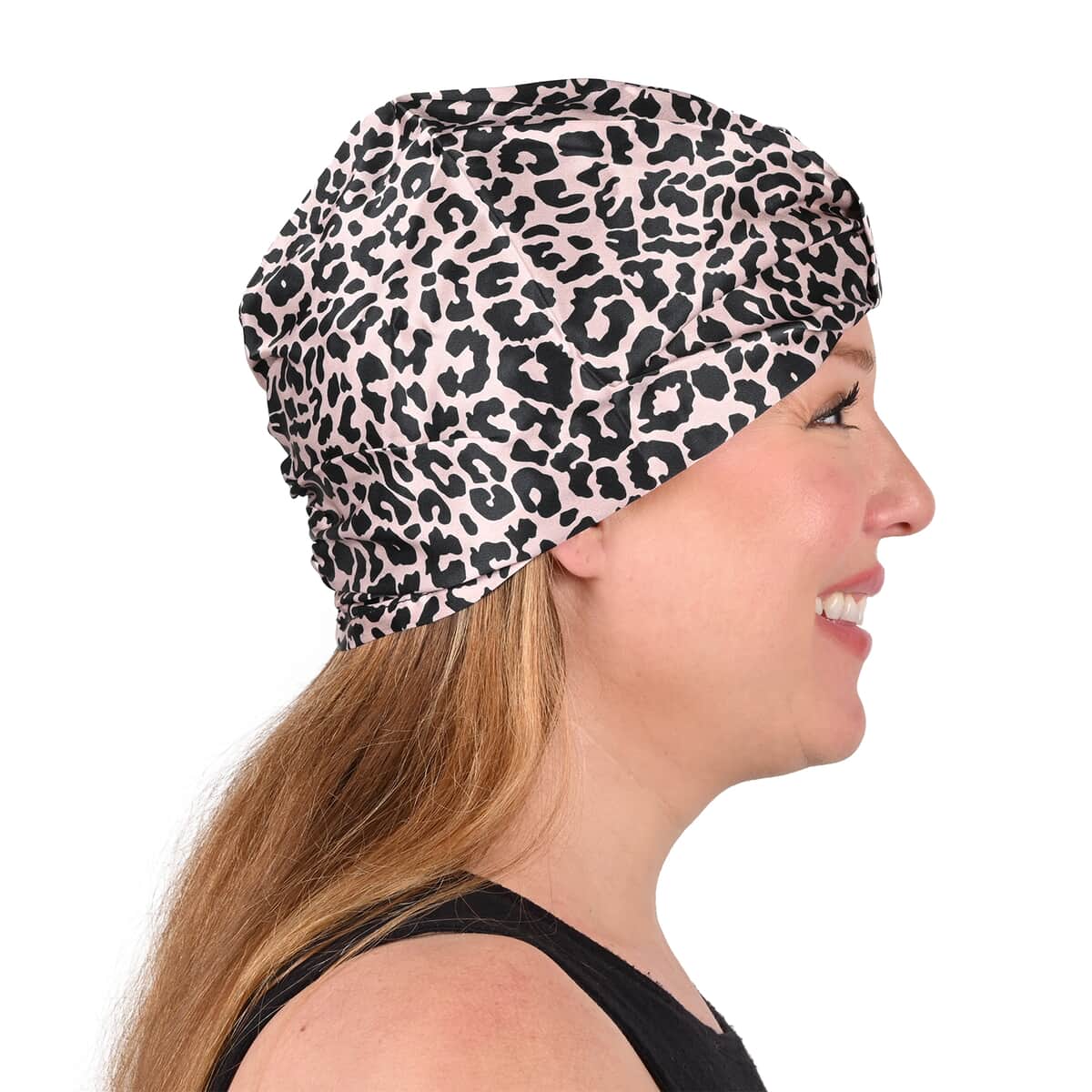 Pink Background with Big Leopard Pattern 100% Mulberry Silk Turban image number 2