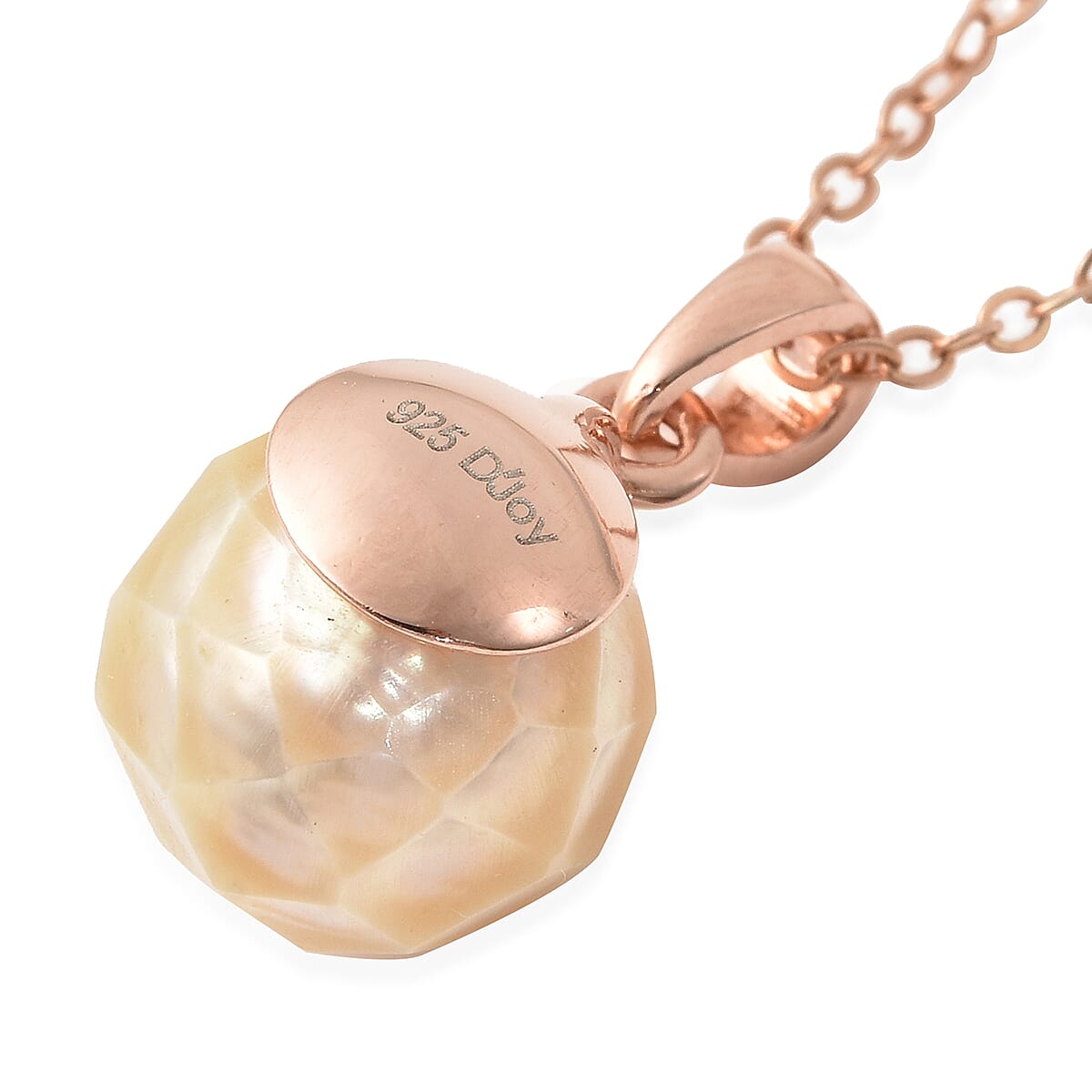 Peach Edison Pearl and Diamond Accent Pendant Necklace 18 Inches in Vermeil Rose Gold Over Sterling Silver 8.26 ctw