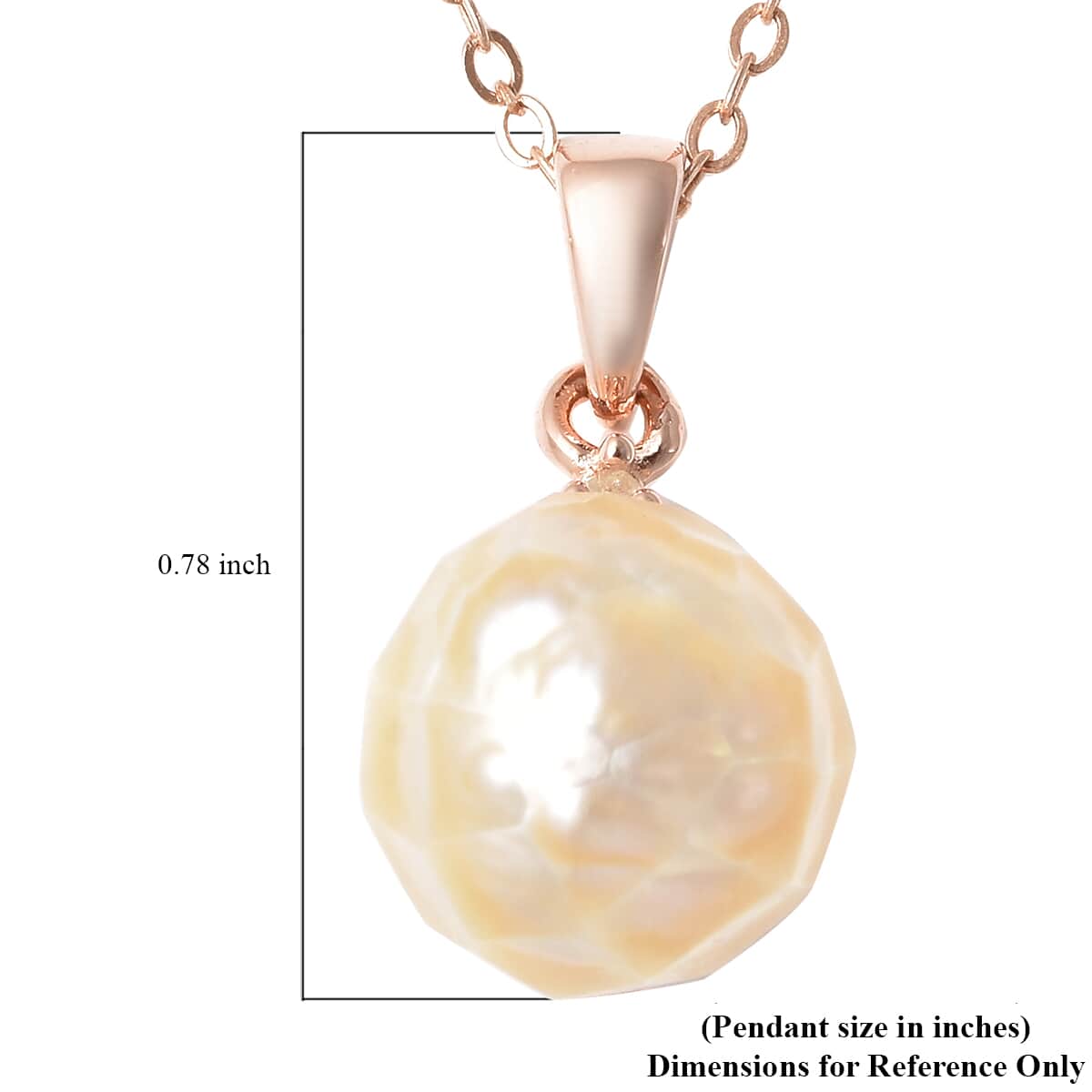 Peach Edison Pearl and Diamond Accent Pendant Necklace 18 Inches in Vermeil Rose Gold Over Sterling Silver 8.26 ctw image number 5
