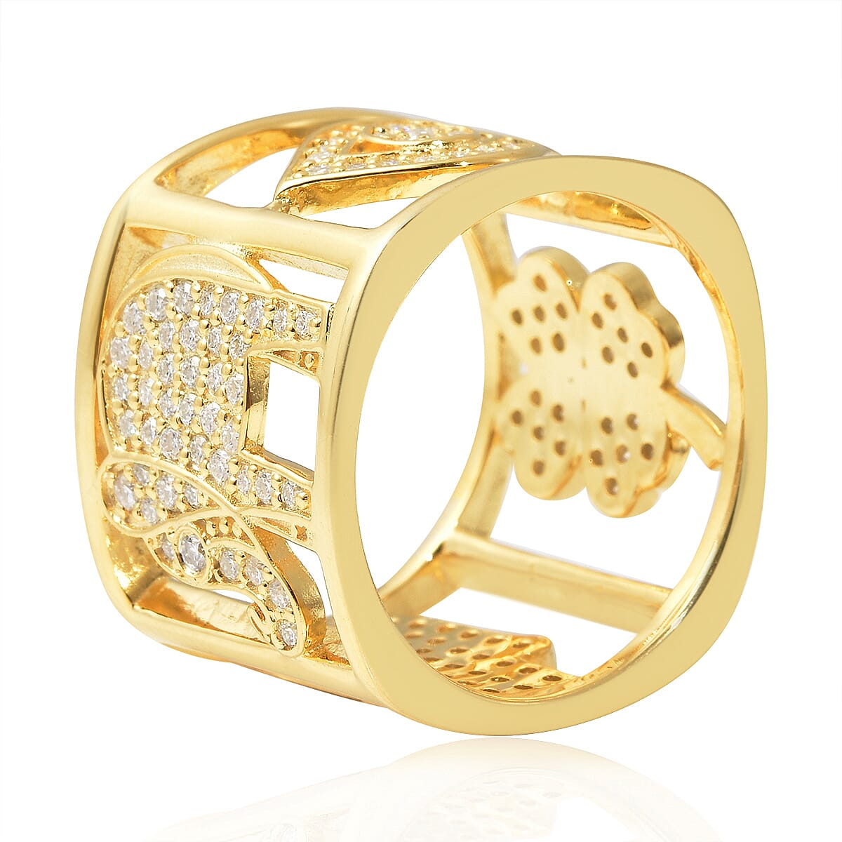 Moissanite VS EF Luck Block Ring in Vermeil Yellow Gold Sterling Silver 8.20 Grams 1.10 ctw image number 4