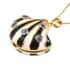 White Edison Pearl and Tanzanite Fan Shaped Openable Pendant Necklace 18 Inches in Vermeil Yellow Gold Over Sterling Silver 0.20 ctw image number 5