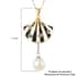 White Edison Pearl and Tanzanite Fan Shaped Openable Pendant Necklace 18 Inches in Vermeil Yellow Gold Over Sterling Silver 0.20 ctw image number 6