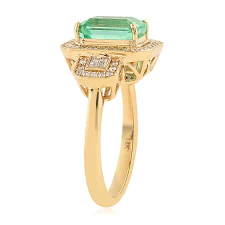 ILIANA 18K Yellow Gold AAA Boyaca Colombian Emerald and G-H SI Diamond Ring (Size 7.0) 6.74 Grams 3.20 ctw image number 2