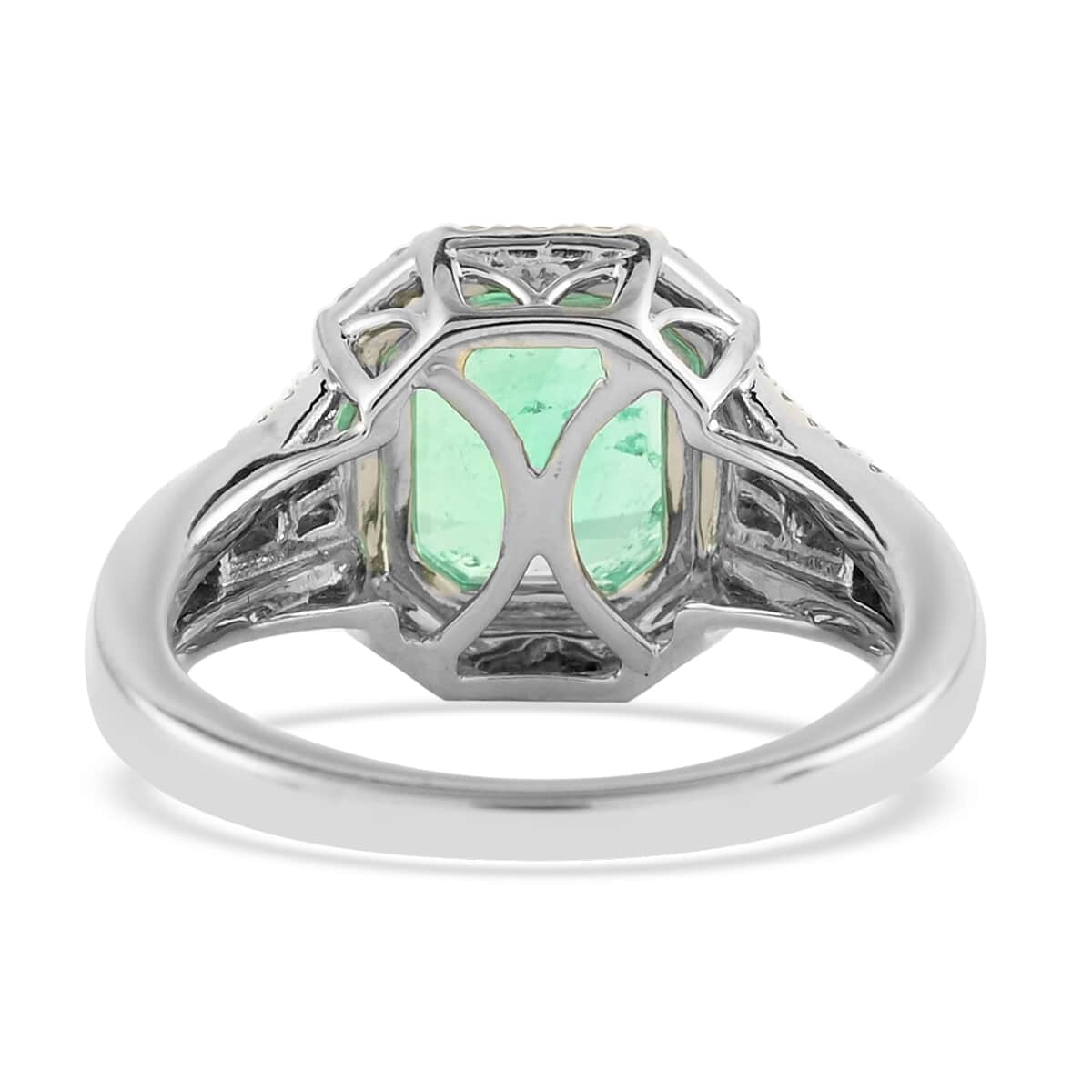 One Of A Kind RHAPSODY 950 Platinum AAAA Boyaca Colombian Emerald and E-F VS Diamond Ring (Size 7.0) 7.90 Grams 3.40 ctw image number 3