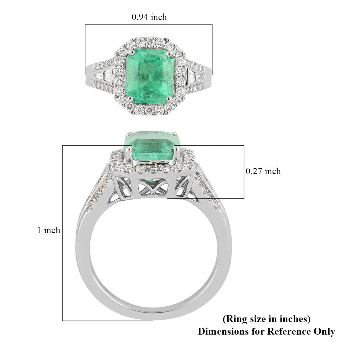 One Of A Kind RHAPSODY 950 Platinum AAAA Boyaca Colombian Emerald and E-F VS Diamond Ring (Size 7.0) 7.90 Grams 3.40 ctw image number 4