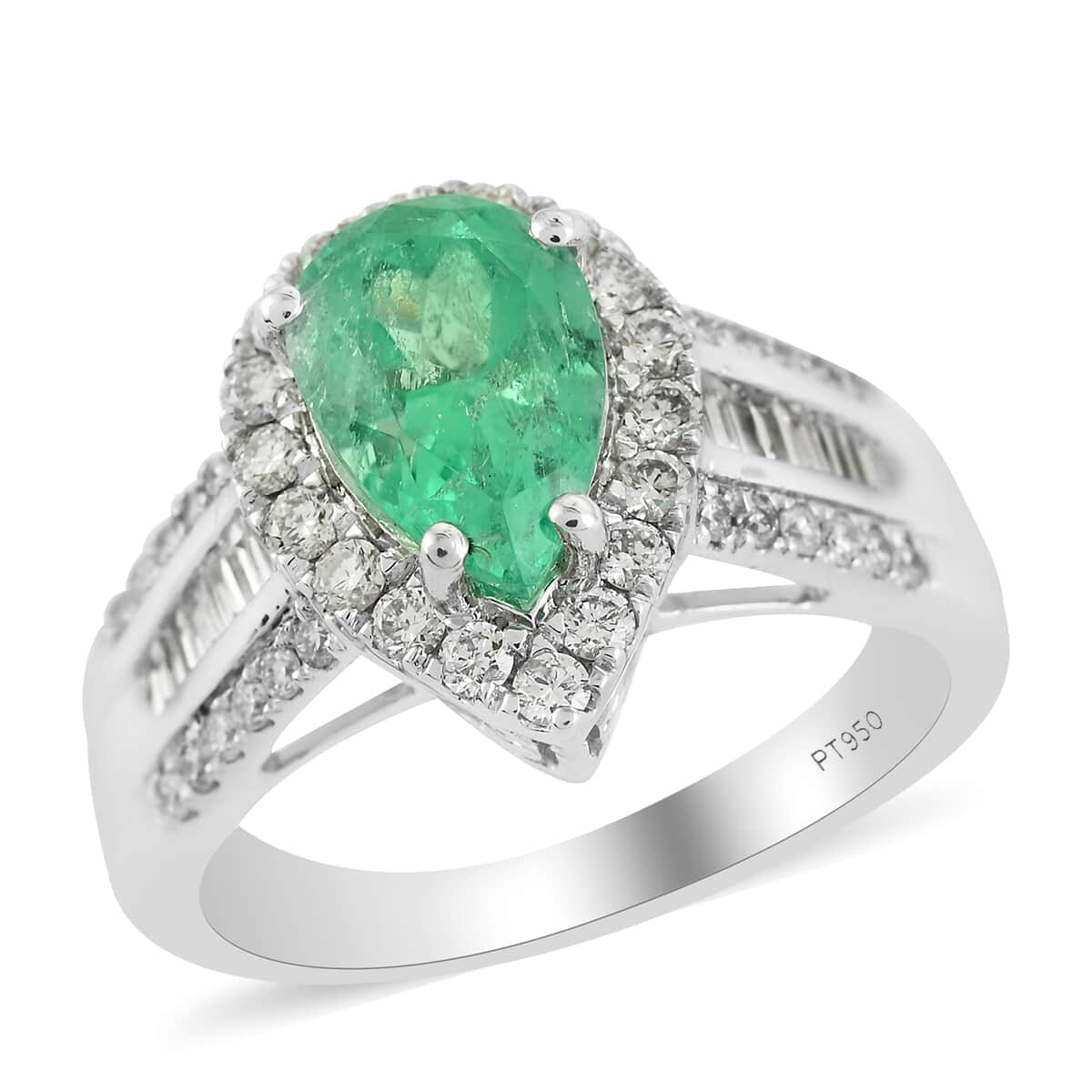 Rhapsody 950 Platinum AAAA Boyaca Colombian Emerald and E-F VS Diamond Ring (Size 7.0) 8.80 Grams 2.60 ctw image number 0