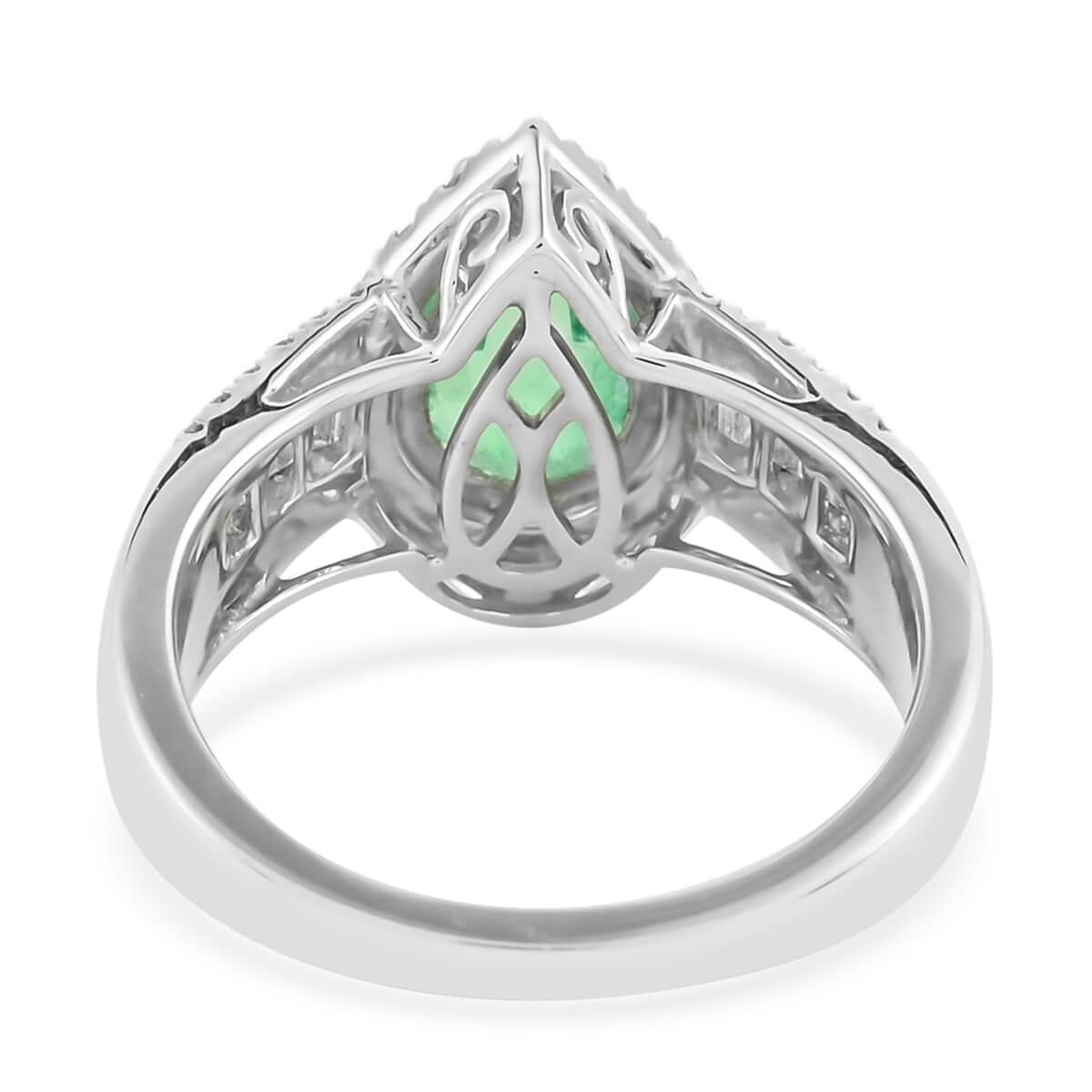 Rhapsody 950 Platinum AAAA Boyaca Colombian Emerald and E-F VS Diamond Ring 8.80 Grams 2.60 ctw image number 3