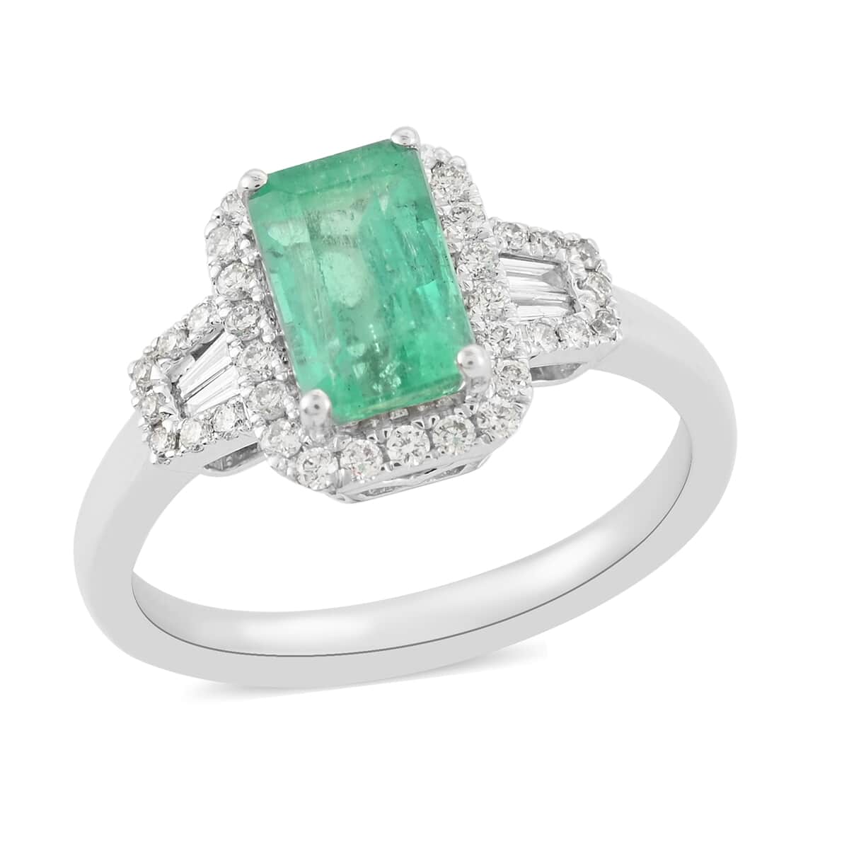 SUMMER DEALS ONE OF A KIND RHAPSODY 950 Platinum AAAA Boyaca Colombian Emerald and E-F VS Diamond Ring (Size 7.0) 5.60 Grams 2.00 ctw image number 0