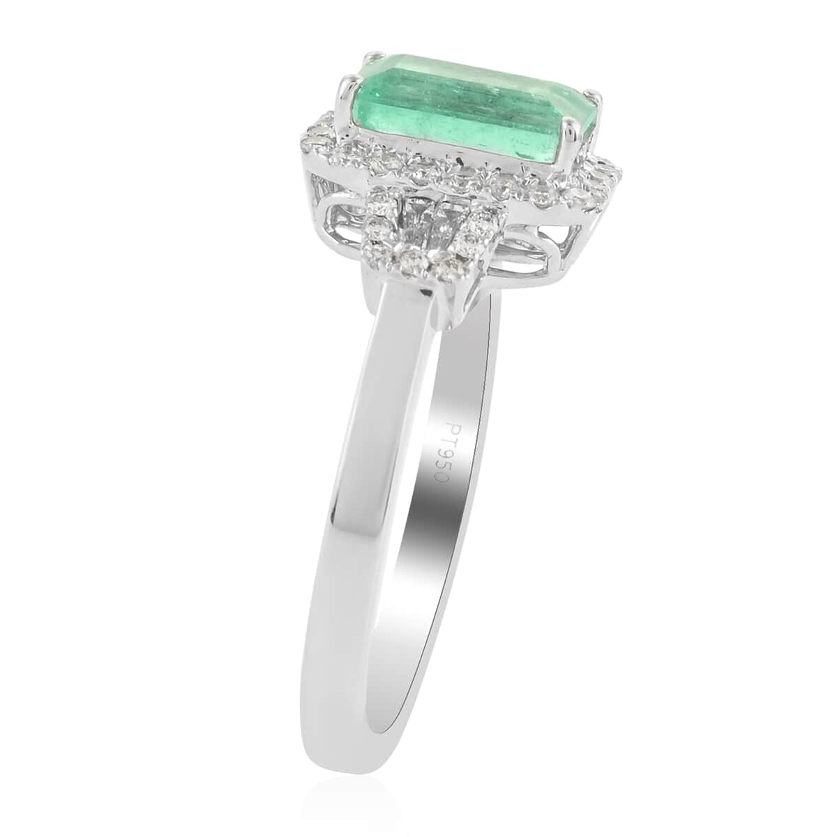 SUMMER DEALS ONE OF A KIND RHAPSODY 950 Platinum AAAA Boyaca Colombian Emerald and E-F VS Diamond Ring (Size 7.0) 5.60 Grams 2.00 ctw image number 1