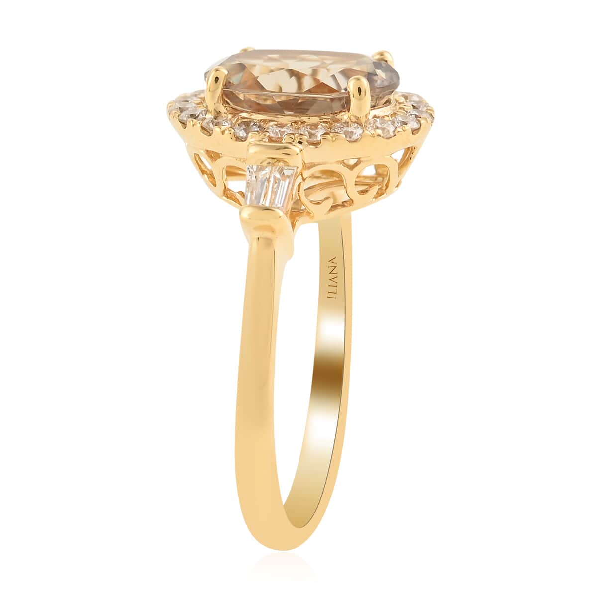 ILIANA 18K Yellow Gold AAAA Turkizite and G-H SI Diamond Halo Ring (Size 10.0) 4.35 Grams 3.35 ctw image number 2
