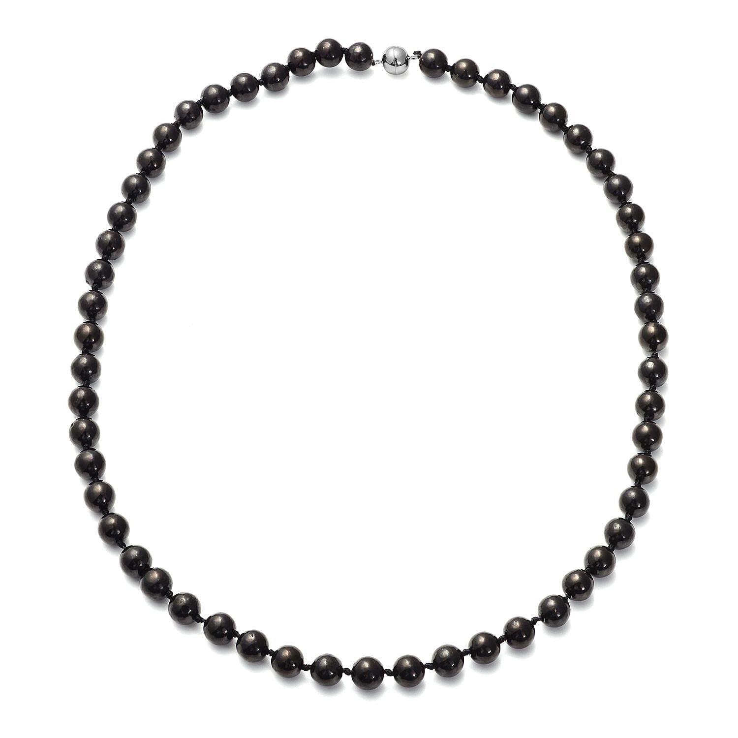 Shungite 220.00 ctw Beaded Necklace in Rhodium Over Sterling Silver 20 Inches