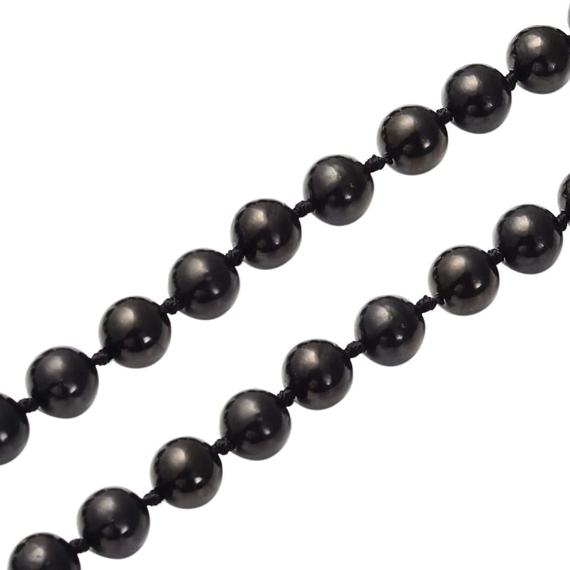 Shungite 220.00 ctw Beaded Necklace in Rhodium Over Sterling Silver 20 Inches