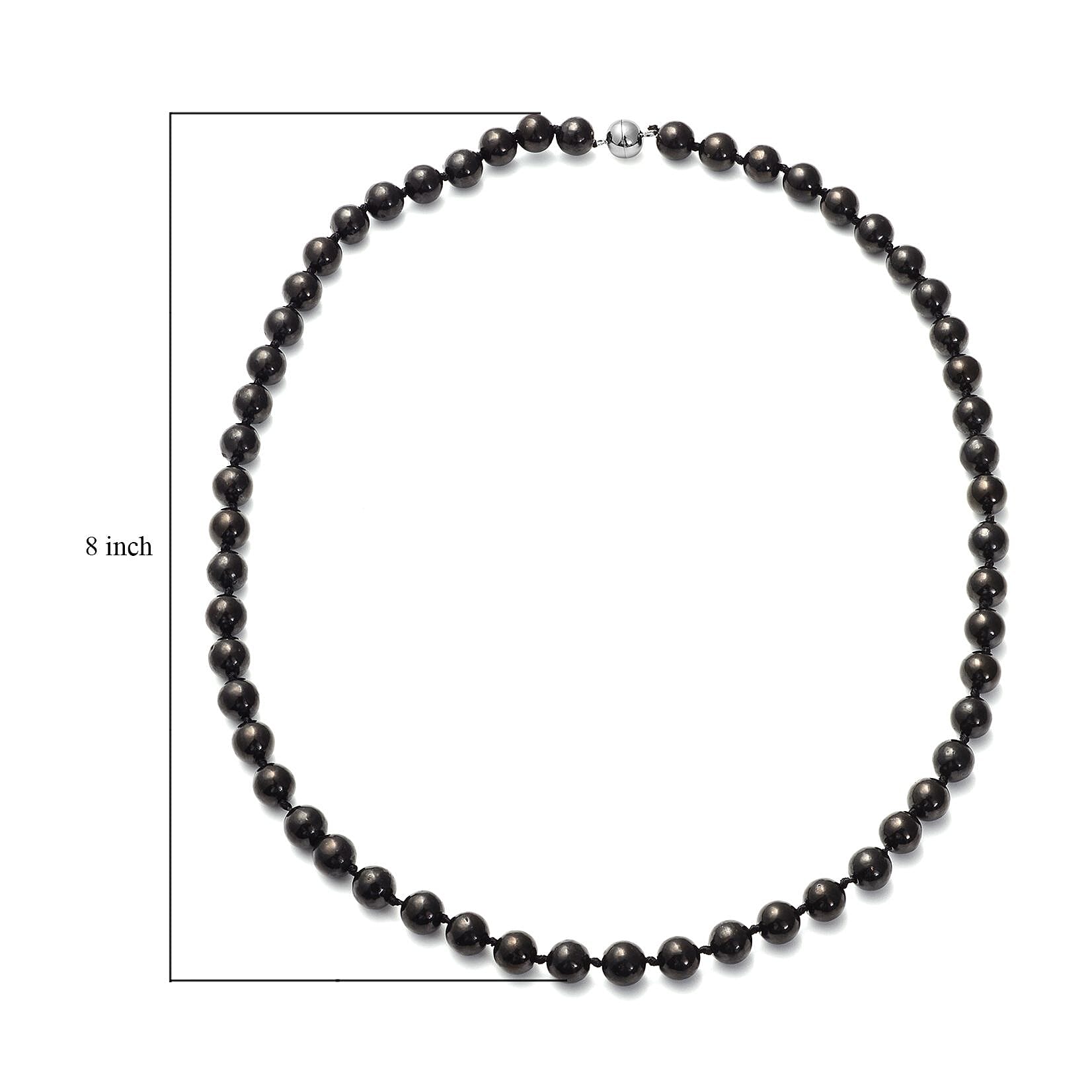 Shungite 220.00 ctw Beaded Necklace in Rhodium Over Sterling Silver 20 Inches