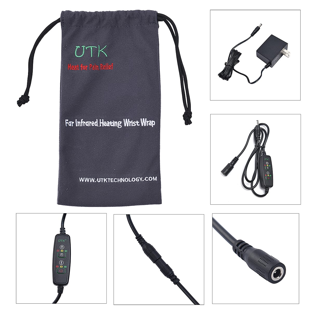 UTK DC Natural Jade Wrist Heating Pad Wraps for Carpal Tunnel (Right) with Faux Leather and PP Cotton image number 5