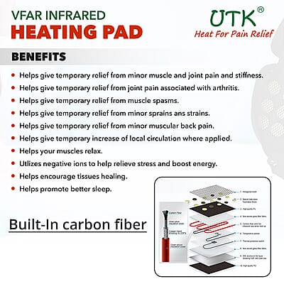 UTK Far Infra Red Jade (D) & Tourmaline Heating Pad for Lower Back