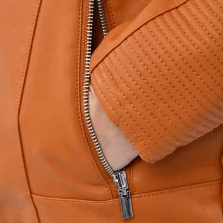 TAMSY Black Faux Leather Zip-Up Motorcycle Jacket - S image number 6