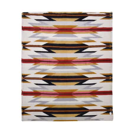 HOMESMART Beige and Red Tribal Printed Pattern Single Layer Sherpa Blanket 59"x78") image number 2