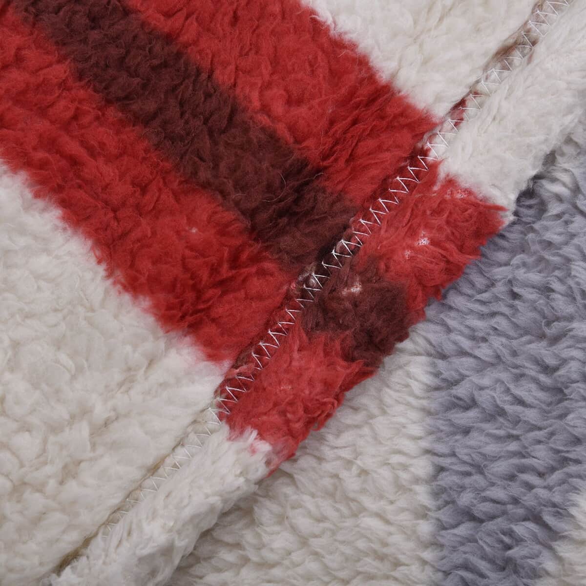 HOMESMART Beige and Red Tribal Printed Pattern Single Layer Sherpa Blanket 59"x78") image number 3