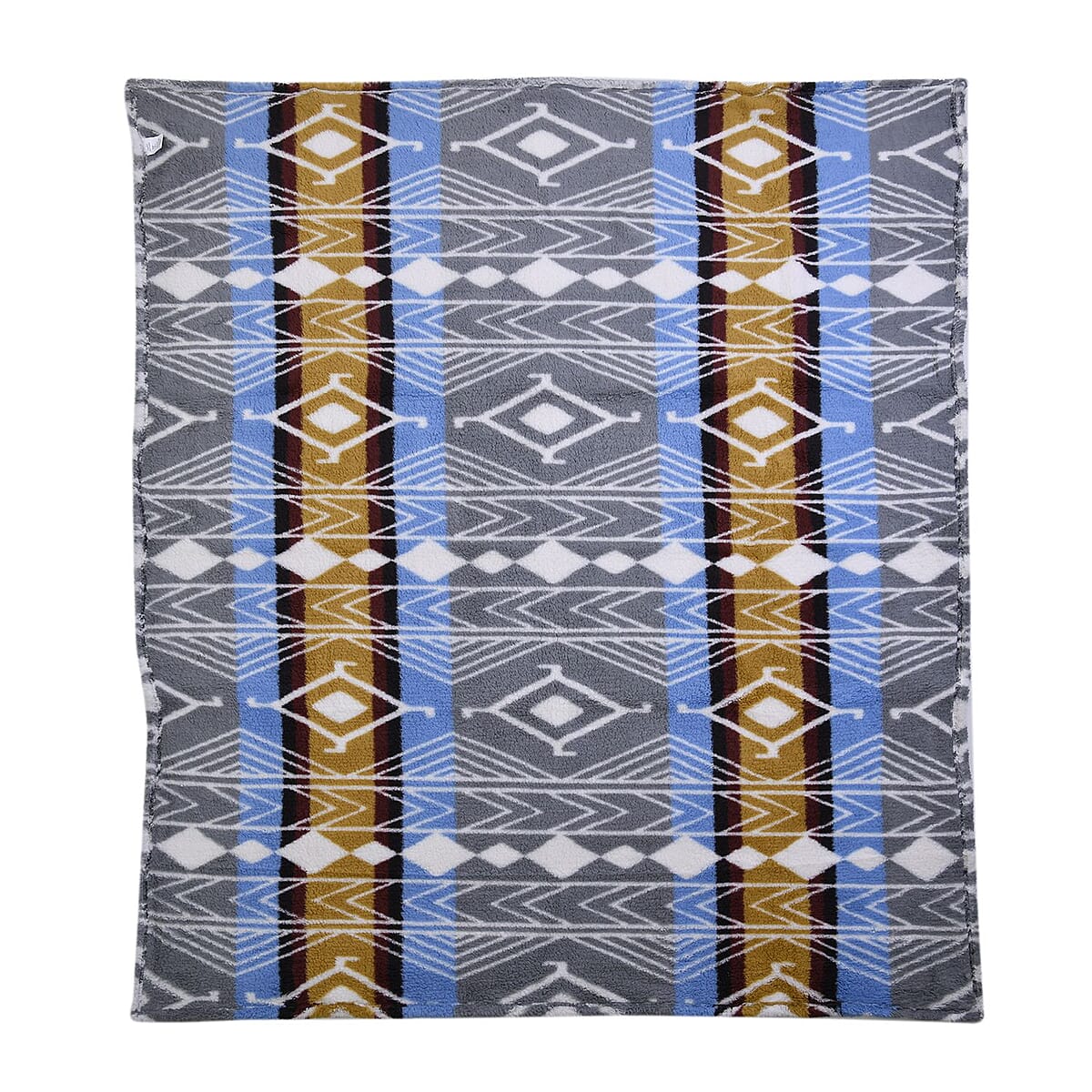 Homesmart Yellow and Gray Tribal Print Pattern Single Layer Sherpa Fleece Blanket, Lightweight Throw Blanket 78 X 59 Inches image number 2