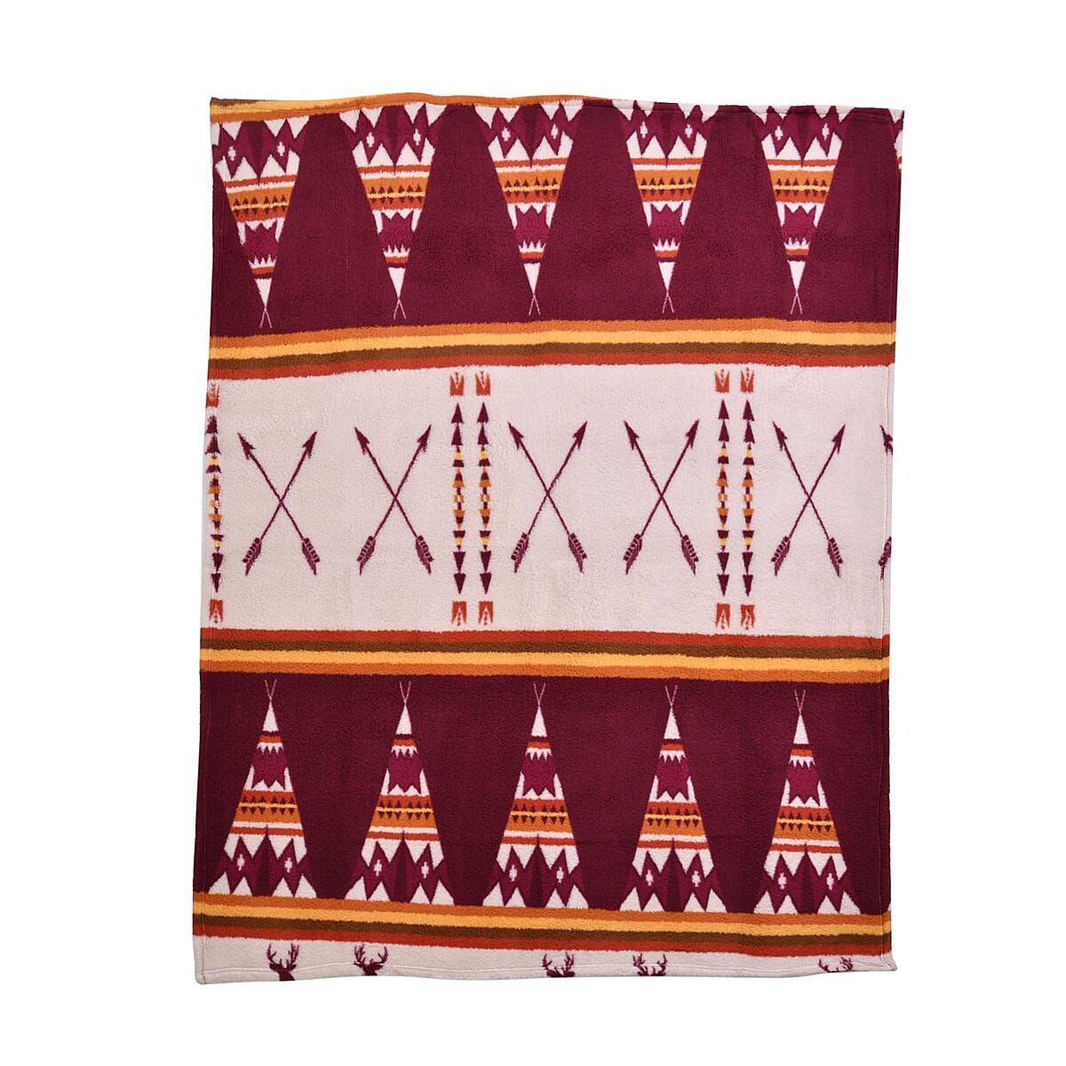 Homesmart Red Tribal Print Pattern Single Layer Sherpa Fleece Blanket, Lightweight Throw Blanket 78 X 59 Inches image number 1
