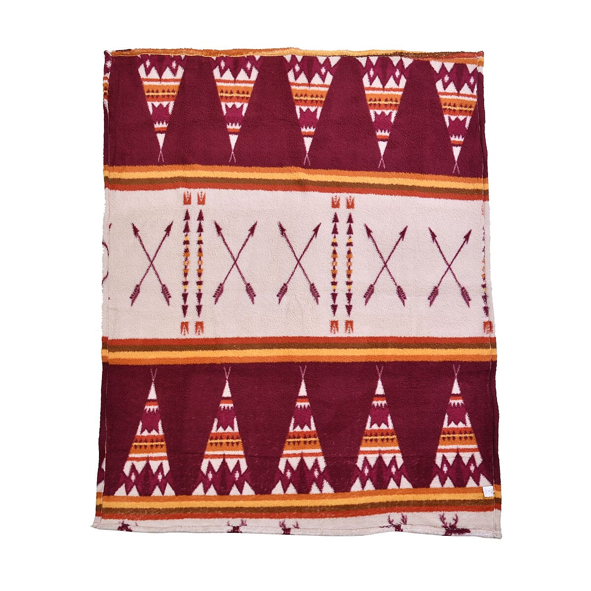 Homesmart Red Tribal Print Pattern Single Layer Sherpa Fleece Blanket, Lightweight Throw Blanket 78 X 59 Inches image number 2