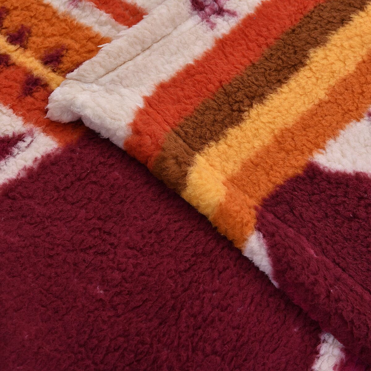 Homesmart Red Tribal Print Pattern Single Layer Sherpa Fleece Blanket, Lightweight Throw Blanket 78 X 59 Inches image number 4