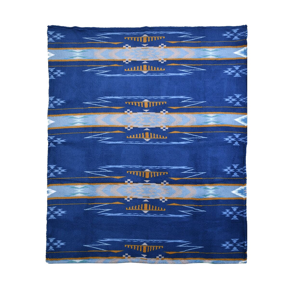 Homesmart Blue Tribal Print Pattern Single Layer Sherpa Fleece Blanket, Lightweight Throw Blanket 78 X 59 Inches image number 1