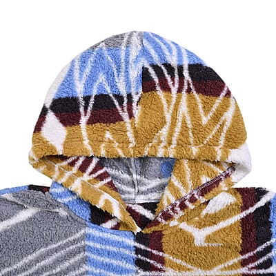Homesmart Yellow and Gray Tribal Printed Pattern Single Layer Sherpa Hoodie