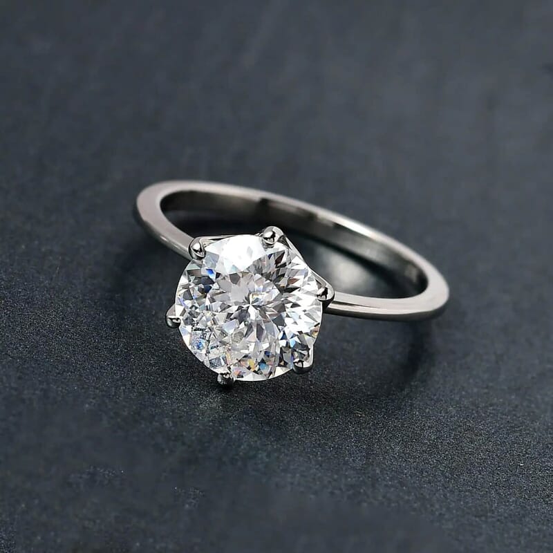Luxoro 129 Facet Moissanite 1.75 ctw Solitaire Ring, Moissanite Ring, 10K White Gold Ring, Solitaire Gold Ring, Wedding Ring For Women, Gold Gift For Her (Size 10.00)