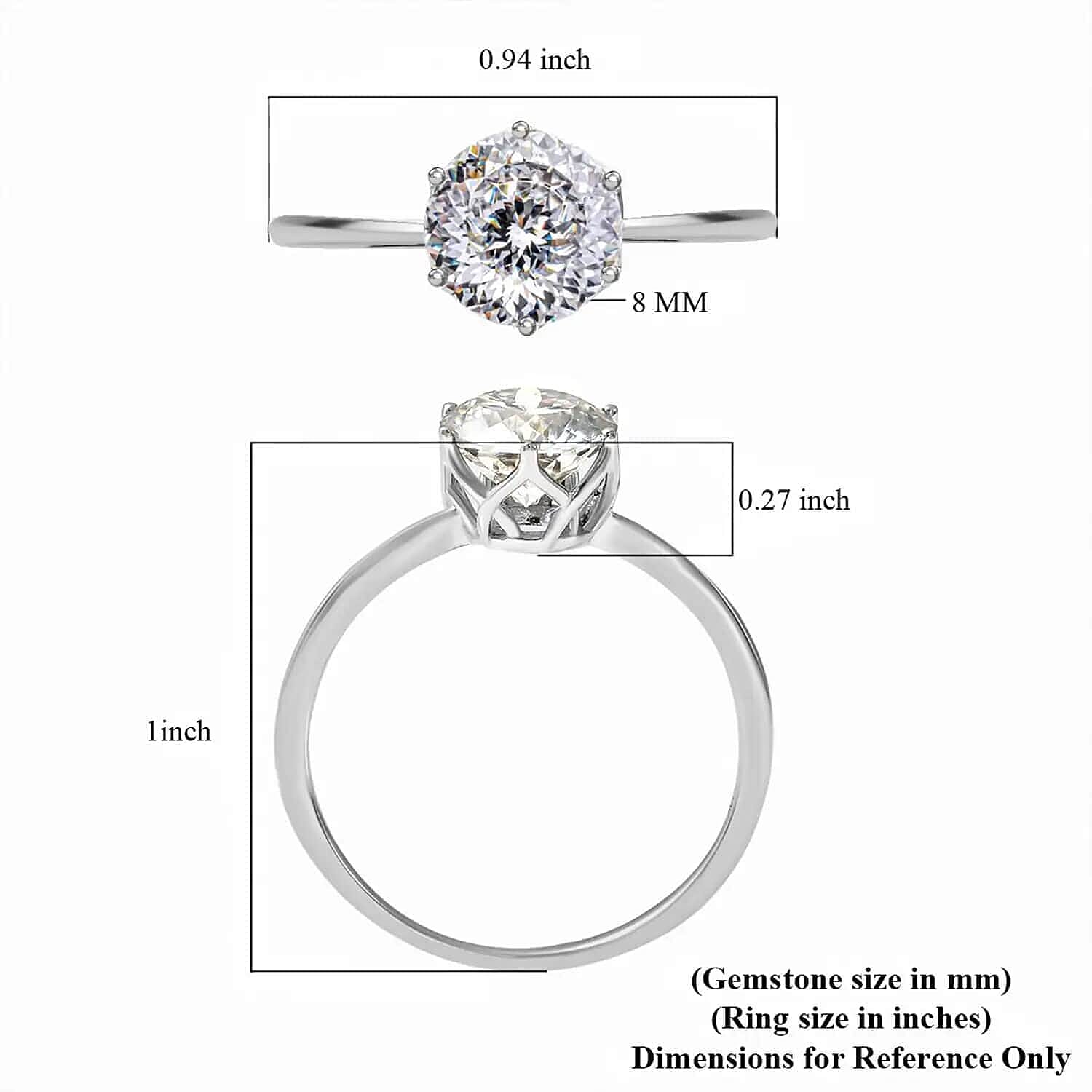 Luxoro 129 Facet Moissanite 1.75 ctw Solitaire Ring, Moissanite Ring, 10K White Gold Ring, Solitaire Gold Ring, Wedding Ring For Women, Gold Gift For Her (Size 10.00)