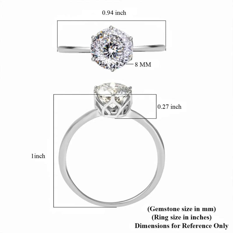 Luxoro 129 Facet Moissanite 1.75 ctw Solitaire Ring, Moissanite Ring, 10K White Gold Ring, Solitaire Gold Ring, Wedding Ring For Women, Gold Gift For Her (Size 10.00)