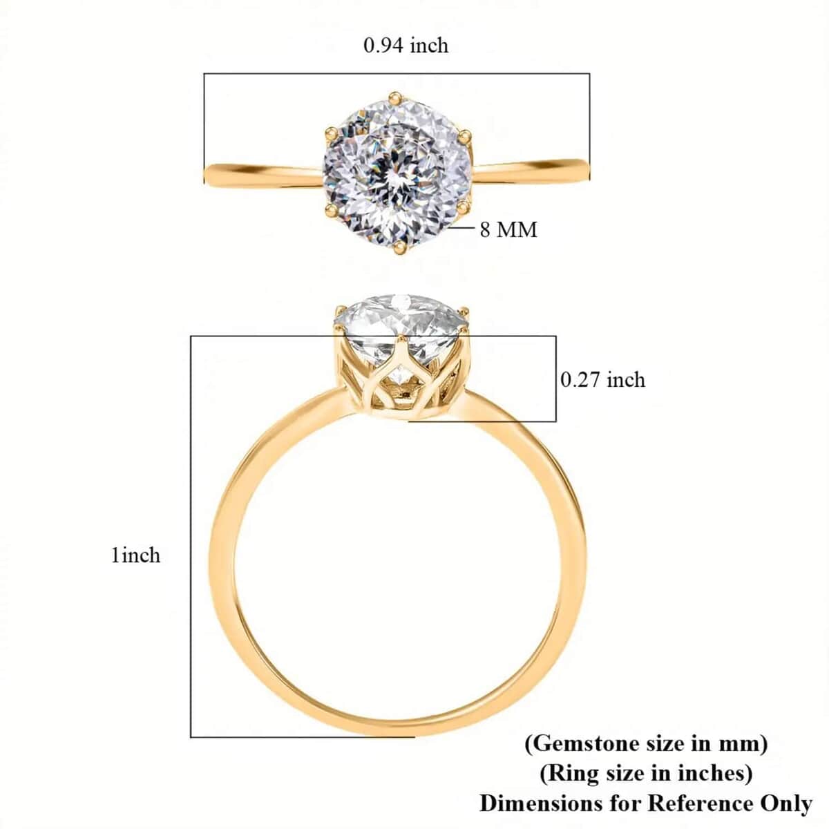 Luxoro 129 Facet Moissanite 1.75 ctw Solitaire Ring, Moissanite Ring, 10K Yellow Gold Ring, Solitaire Gold Ring, Wedding Ring For Women, Gold Gift For Her (Size 10.00) image number 6