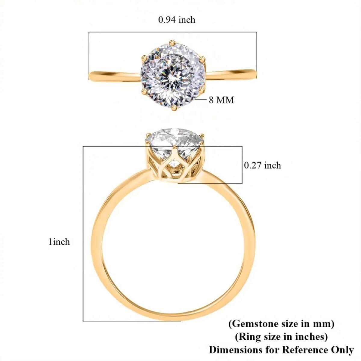 Luxoro 129 Facet Moissanite 1.75 ctw Solitaire Ring, Moissanite Ring, 10K Yellow Gold Ring, Solitaire Gold Ring, Wedding Ring For Women, Gold Gift For Her (Size 6.00) image number 6