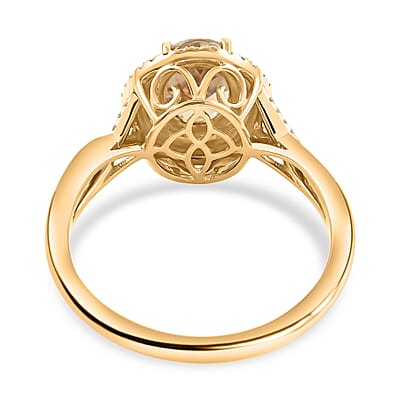 Iliana 18K Yellow Gold AAA Turkizite and G-H SI Diamond Double Halo Ring (Size 10.0) 5.36 Grams 2.60 ctw