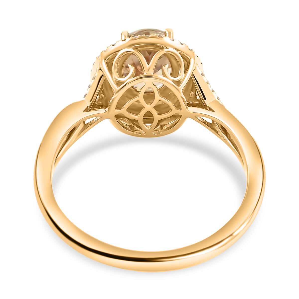Iliana 18K Yellow Gold AAA Turkizite and G-H SI Diamond Double Halo Ring 5.36 Grams 2.60 ctw image number 4