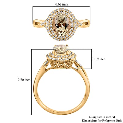 Iliana 18K Yellow Gold AAA Turkizite and G-H SI Diamond Double Halo Ring (Size 10.0) 5.36 Grams 2.60 ctw