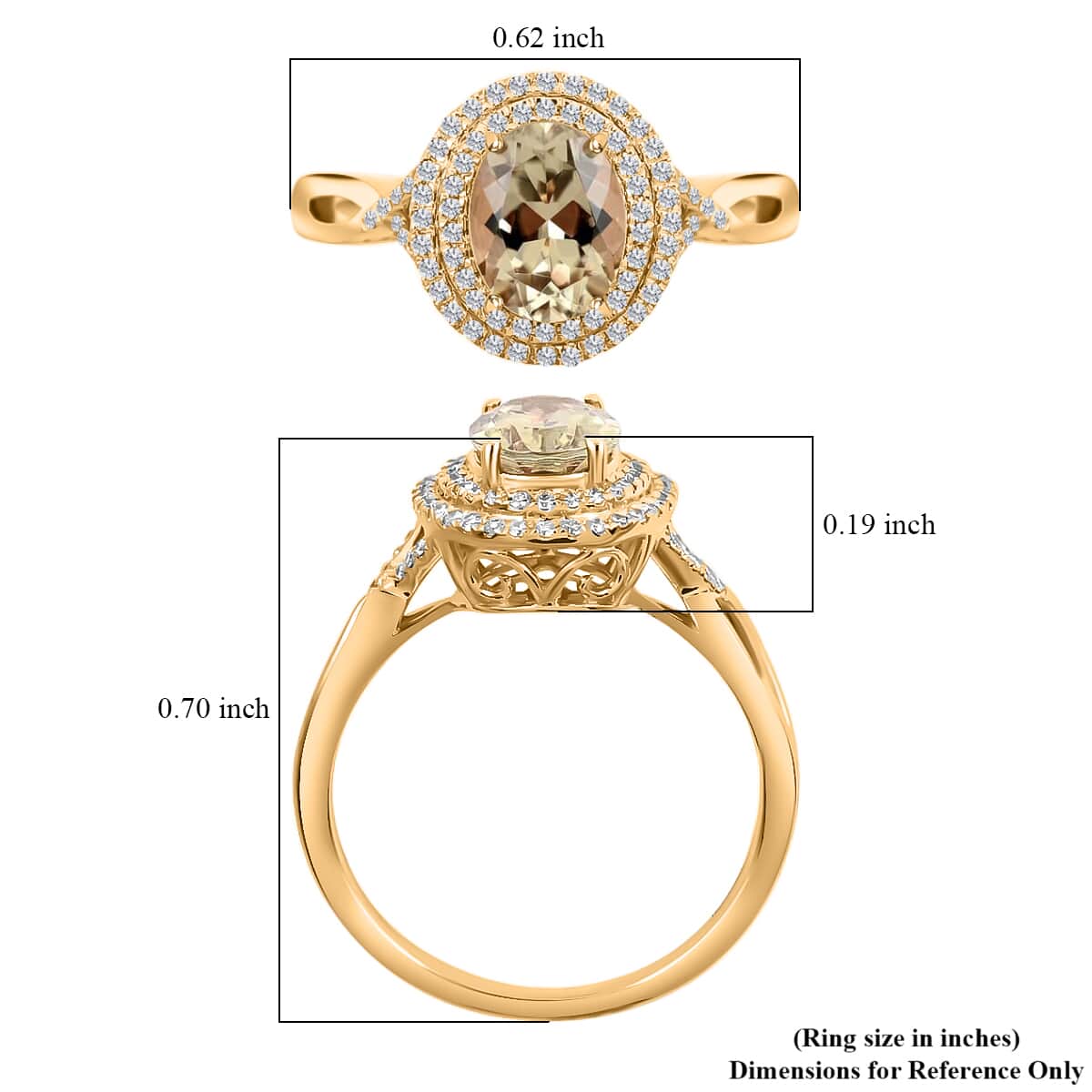 Iliana 18K Yellow Gold AAA Turkizite and G-H SI Diamond Double Halo Ring (Size 6.0) 5.36 Grams 2.60 ctw image number 5
