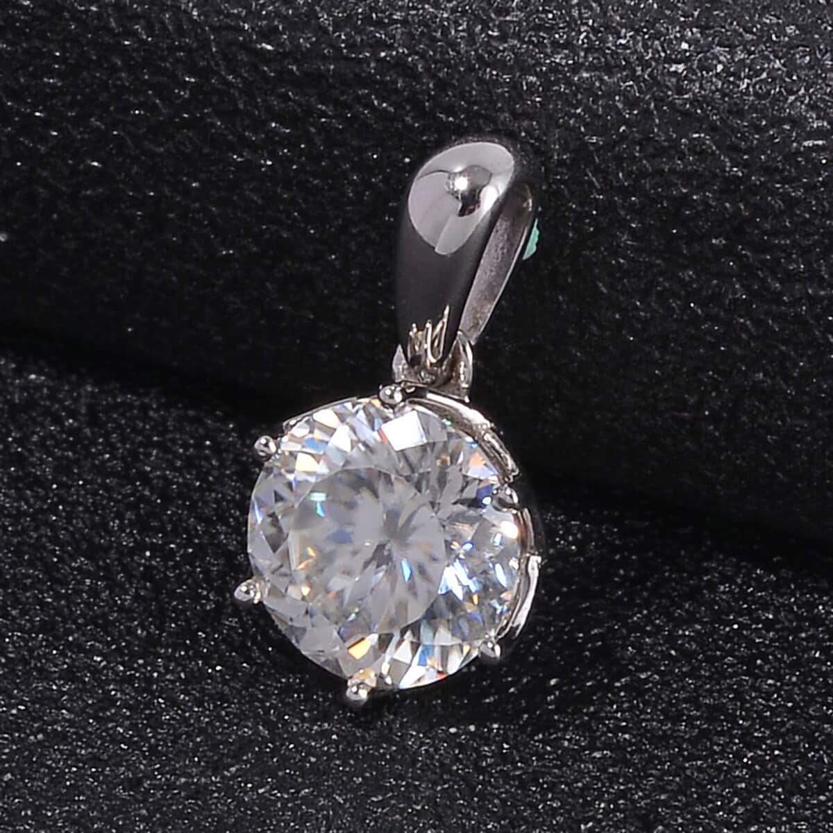 129 Facet Moissanite Solitaire Pendant in 10K White Gold 1.90 ctw image number 1