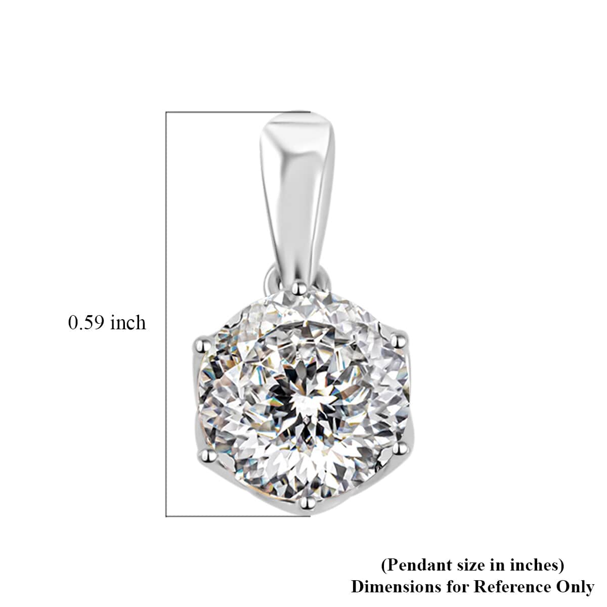 129 Facet Moissanite Solitaire Pendant in 10K White Gold 1.90 ctw image number 4