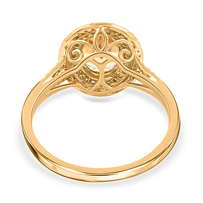 Iliana AAA Turkizite and G-H SI Diamond 2.50 ctw Double Halo Ring in 18K Yellow Gold (Size 10.0) 4.45 Grams