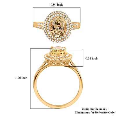 Iliana AAA Turkizite and G-H SI Diamond 2.50 ctw Double Halo Ring in 18K Yellow Gold (Size 10.0) 4.45 Grams