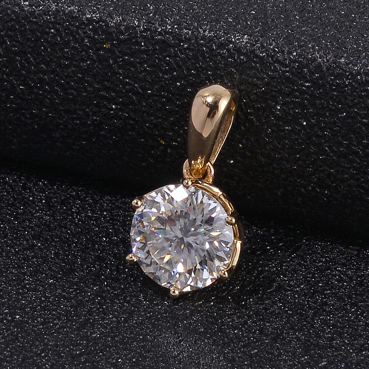 Luxoro 10K Yellow Gold 129 Facet Moissanite Solitaire Pendant 1.75 ctw image number 1