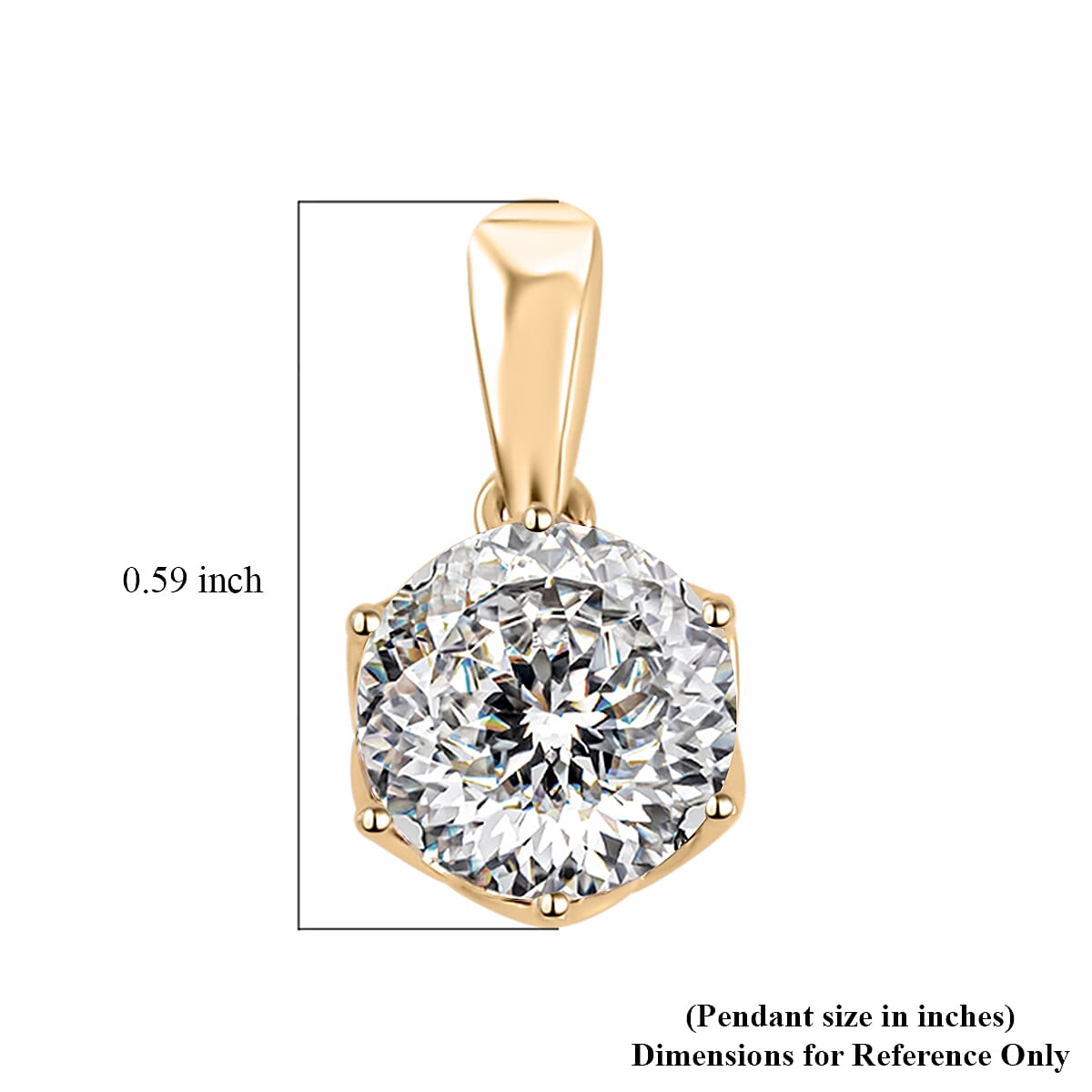 Luxoro 10K Yellow Gold 129 Facet Moissanite Solitaire Pendant 1.75 ctw image number 5
