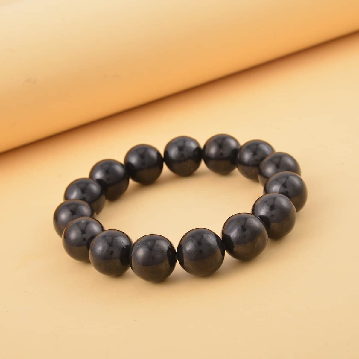 Shungite 13-15mm 247.50 ctw Beaded Stretch Bracelet image number 1