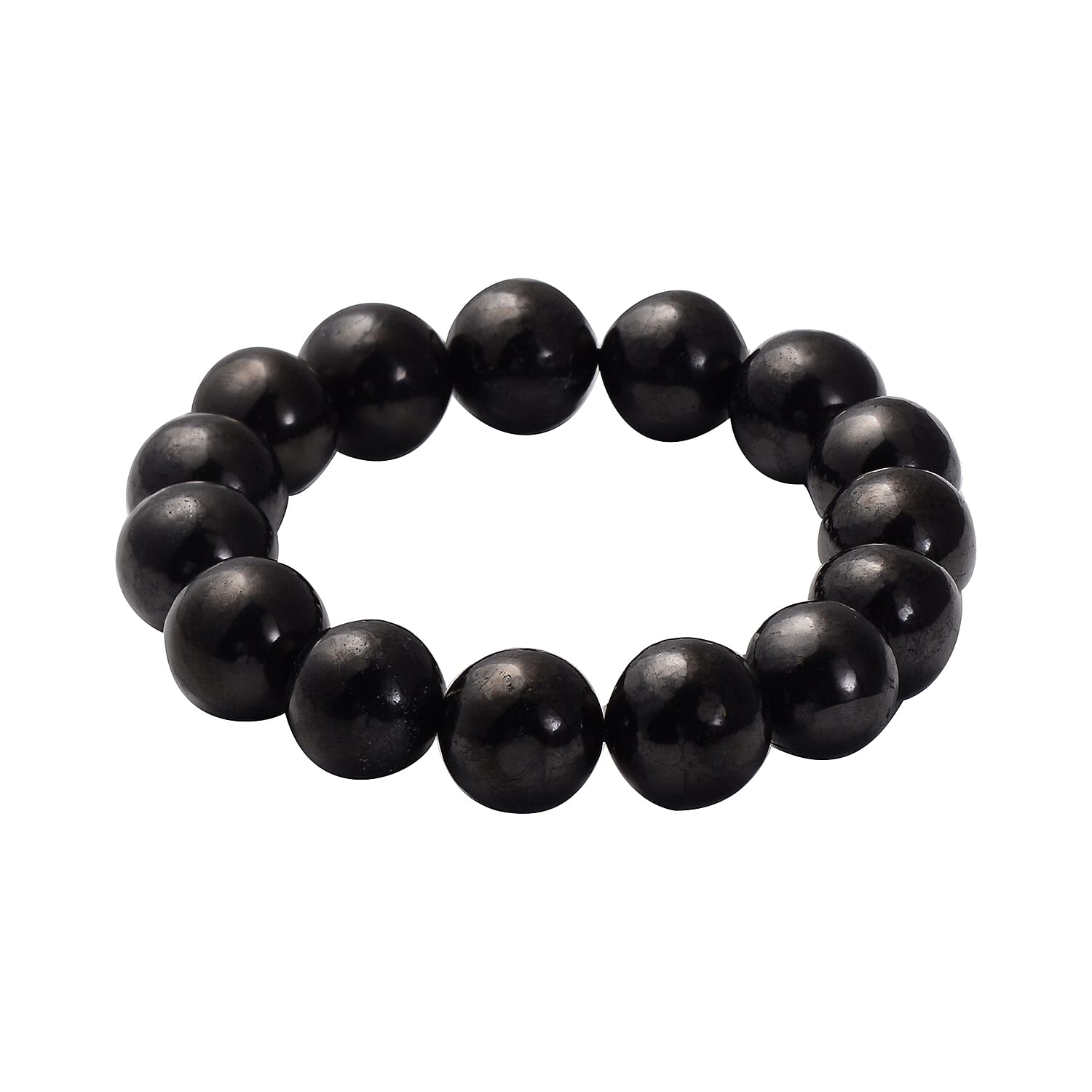 Shungite 13-15mm 247.50 ctw Beaded Stretch Bracelet